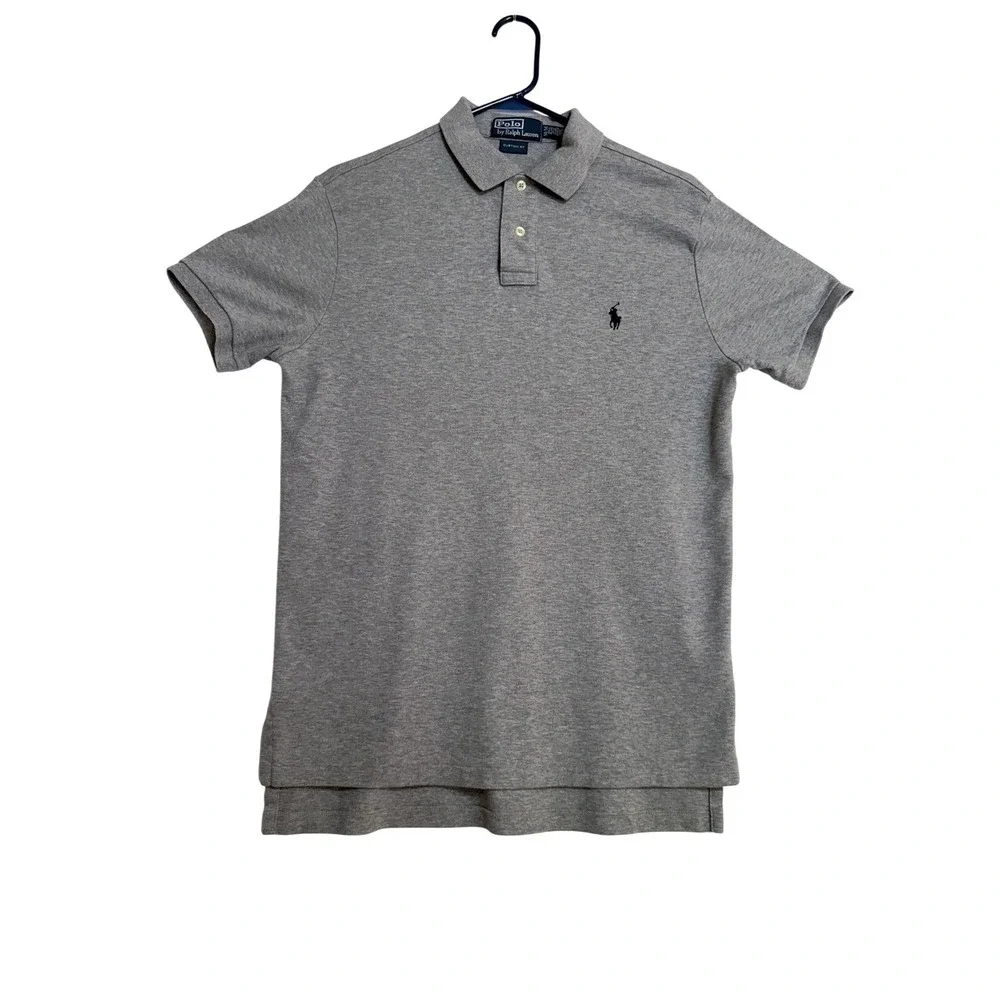 Polo Ralph Lauren Mens M Custom Fit Polo Shirt Heather Gray Short Sleeve‎